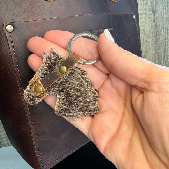 Western Keychain Horse Charm NEW FAST SHIP Leather Cowhide - Picture 1 of 4